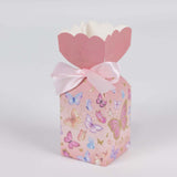 25 Pack Pink Floral Top Candy Gift Boxes With Butterfly Print, Cardstock Paper Party Favor Boxes