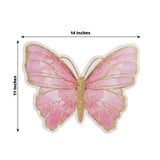 10 Pack Pink Gold Glitter Butterfly Disposable Table Mats, 14inch Cardboard Paper Placemats