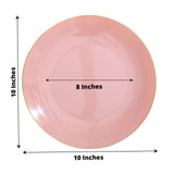 10 Pack | 10inch Glossy Dusty Rose Round Disposable Dinner Plates With Gold Rim