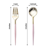 24 Pack | 6inch Gold / Rose Gold Premium Disposable Fork / Spoon Silverware Set