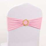 5 Pack Pink Spandex Chair Sashes with Gold Diamond Buckles, Elegant Stretch Chair Bands and Slide