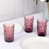 6 Pack Dusty Rose Crystal Cut Highball Cocktail Glasses with Heavy Base