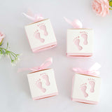 25 Pack | 2inch Pink Footprint Baby Shower Party Favor Candy Gift Boxes