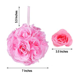 2 Pack | 7inch Pink Artificial Silk Rose Flower Ball, Silk Kissing Ball