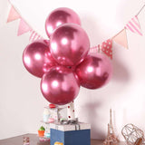 25 Pack | 12inch Metallic Chrome Pink Latex Helium or Air Party Balloons