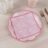 25 Pack White Pink 2-Ply Paper Beverage Napkins in French Toile Print