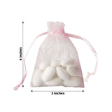 10 Pack | 3inch Pink Organza Drawstring Wedding Party Favor Gift Bags