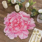 10 Pack Pink Peony Flower Disposable Table Mats, 14" Cardboard Paper Floral Placemats - 400GSM