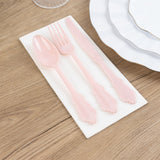 72 Pack Blush Plastic Silverware Set in Baroque Style, Heavy Duty Disposable Forks