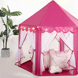 Pink Princess Castle Play House Tent with Star LED Garlands & Carry Bag