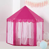 Pink Princess Castle Play House Tent with Star LED Garlands & Carry Bag