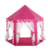 Pink Princess Castle Play House Tent with Star LED Garlands & Carry Bag