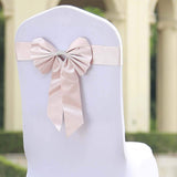 5 Pack | Blush | Reversible Chair Sashes with Buckle | Double Sided Pre-tied Bow Tie Chair Bands | Satin & Faux Leather