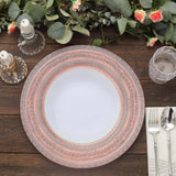 6 Pack | 13inch Blush Rose Gold Boho Lace Embossed Acrylic Plastic Charger Plates