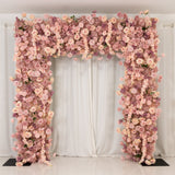 8ftx8ft Roll Up Flower Backdrop for Arch Stand, Dusty Rose with Fabric Backing Artificial Silk Roses