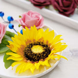 34 Pcs | Artificial Rose, Silk Sunflower & Blueberry Stems Mix Flower Box - Burgundy/Pink