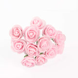 48 Roses | 1inch Tall Pink Real Touch Artificial DIY Foam Rose Flowers With Stem, Craft Rose Buds#whtbkgd