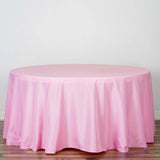 120 inches Pink Polyester Round Tablecloth