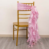 5 Pack Pink Curly Willow Chiffon Satin Chair Sashes