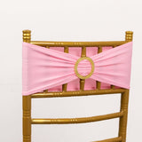 5 Pack Pink Spandex Chair Sashes with Gold Diamond Buckles, Elegant Stretch Chair Bands and Slide