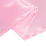 132inch Pink Seamless Satin Round Tablecloth for 6 Foot Table With Floor-Length Drop