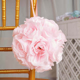 2 Pack | 7inch Blush/Rose Gold Artificial Rose Flower Ball, Silk Kissing Ball