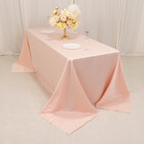 90x132inch Blush Seamless Lamour Satin Rectangle Tablecloth for 6 Foot Table