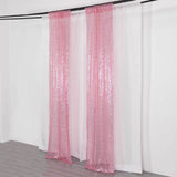 2 Pack Pink Sequin Event Curtain Drapes with Rod Pockets, Seamless Backdrop