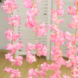 5 Pack Pink Artificial Cherry Blossom Floral Garland, 6ft Silk Flower Hanging Vines