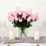 12 Bushes | Pink Artificial Premium Silk Flower Rose Bud Bouquets