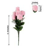 12 Bushes | Pink Artificial Premium Silk Flower Rose Bud Bouquets