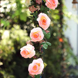 6ft | Pink Artificial Silk Rose Hanging Flower Garland, Faux Vine