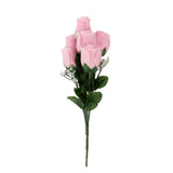 12 Bushes | Pink Artificial Premium Silk Flower Rose Bud Bouquets#whtbkgd