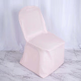 10 Pack Blush Polyester Banquet Chair Cover, Reusable Stain Resistant Slip On Chair Cover