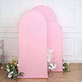 Set of 3 | Matte Pink Spandex Fitted Chiara Backdrop Stand Cover For Round Top