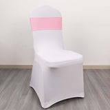 5 Pack Pink Spandex Chair Sashes with Gold Diamond Buckles, Elegant Stretch Chair Bands and Slide