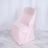 Blush Polyester Folding Chair Cover, Reusable Stain Resistant Slip On Chair Cover