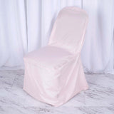 Blush Polyester Banquet Chair Cover, Reusable Stain Resistant Slip On Chair Cover