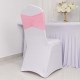 5 Pack Pink Wide Ruffled Fitted Spandex Chair Sash Band