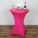 Fuchsia Highboy Spandex Cocktail Table Cover, Fitted Stretch Tablecloth for 24"-32" Dia Tables