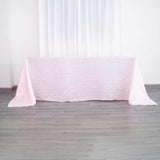 90x132Inch Blush Rose Gold Accordion Crinkle Taffeta Rectangular Tablecloth