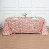 90x156inch Dusty Rose 3D Leaf Petal Taffeta Fabric Rectangle Tablecloth