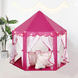 Pink Princess Castle Play House Tent with Star LED Garlands & Carry Bag