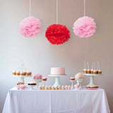 6 Pack 10inch Pink Tissue Paper Pom Poms Flower Balls, Ceiling Wall Hanging Decorations