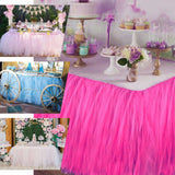 14FT Fuchsia 4 Layer Tulle Tutu Pleated Table Skirts