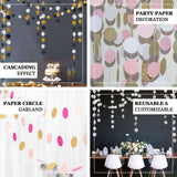 3 Pack | 7.5ft Gold Circle Dot Party Paper Garland Banner, Hanging Backdrop Streamer