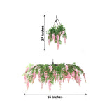 55inch Artificial Silk Wisteria Vine Round Hanging Canopy Pink & Dusty Rose, Draping Garland Flower