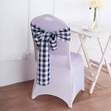 Gingham Chair Sashes | 5 PCS | Navy/White | Buffalo Plaid Checkered Polyester Chair Sashes