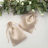 12 Pack | 6inch x 9inch Beige Satin Drawstring Wedding Party Favor Gift Bags