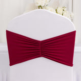 5 Pack Burgundy Wide Ruffled Fitted Spandex Chair Sash Band